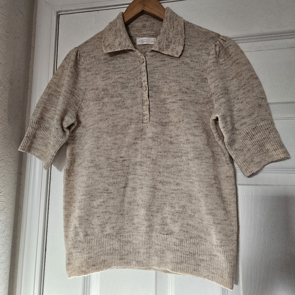 Lauren Conrad Women's Short Sleeve Cream Oatmeal Sweater Size Small